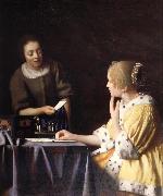 Johannes Vermeer Mistress and maid Spain oil painting artist